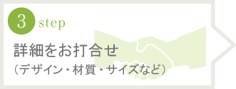 詳細をお打合せ（デザイン・材質・サイズなど）