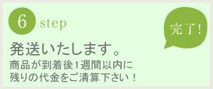 発送いたします。商品が到着後1週間以内に残りの代金をご清算下さい！